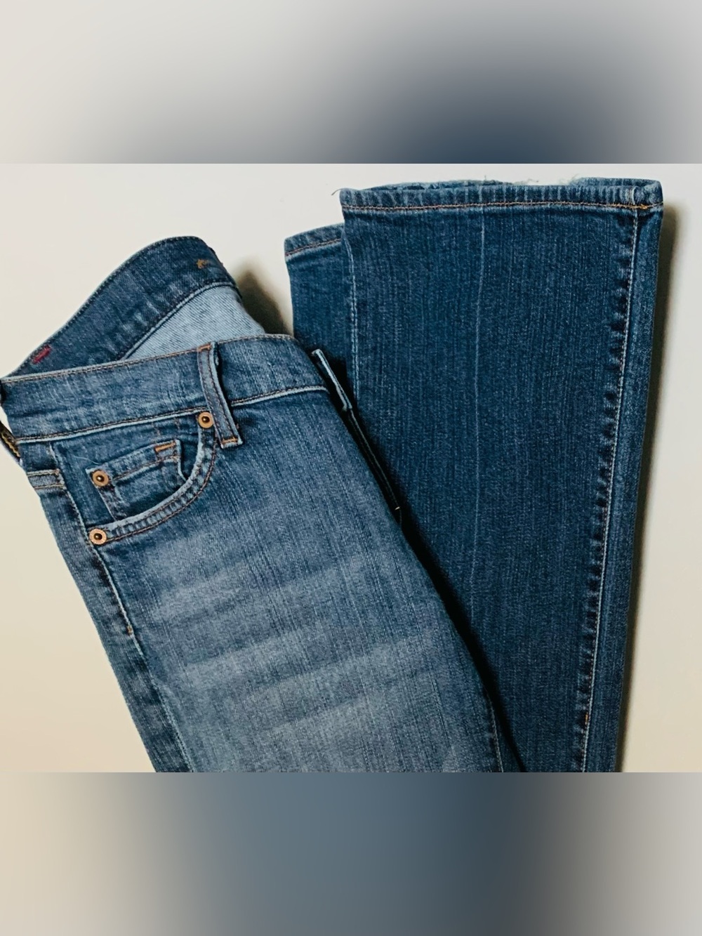 7 For All Mankind Bootcut Jeans in Size 28 | Medium Wash-Low-Rise Stretch Denim - Picture 7 of 16